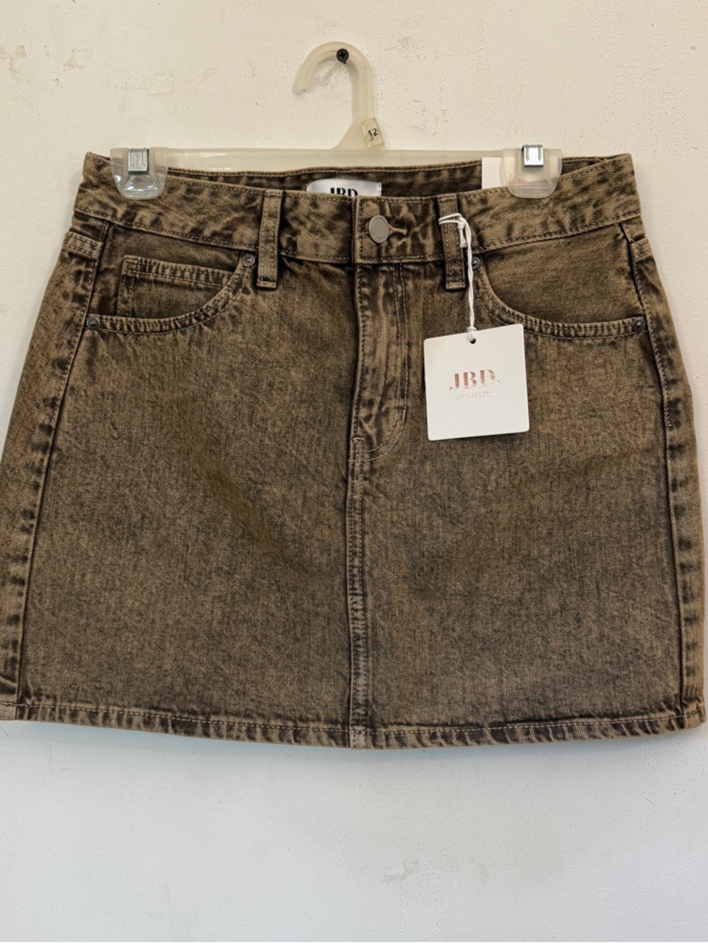 NWT JBD Denim Tan Washed Denim Mini Skirt Size 24